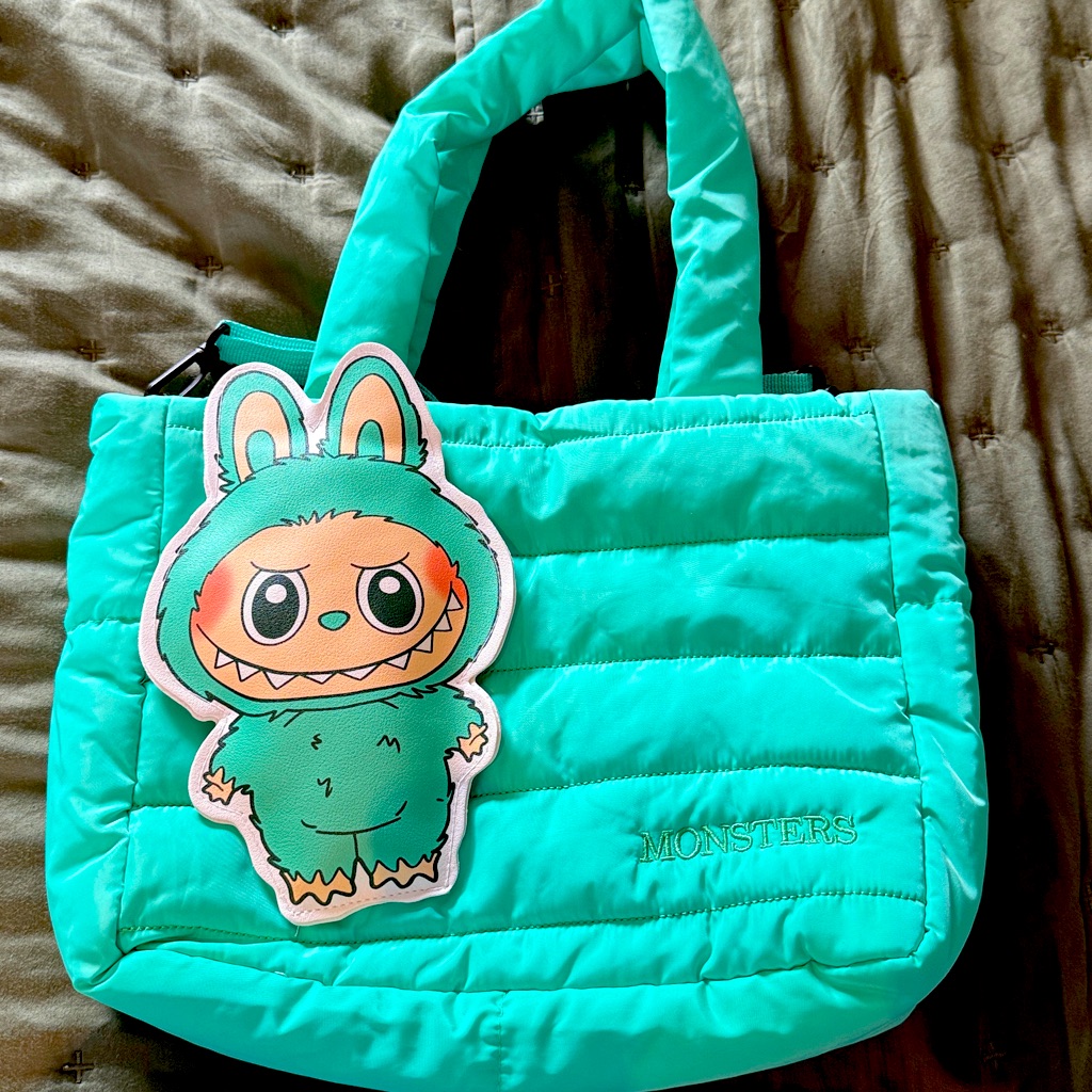 Brand New Labubu Tote Mint Green With Removable Velcro Labubu